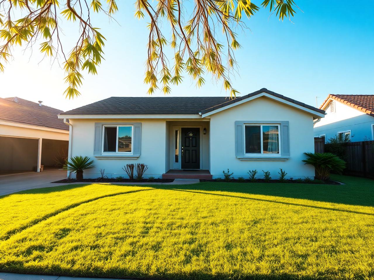 Welcoming California single-family home at golden hour